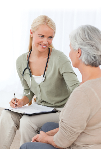Older woman talking to a doctor