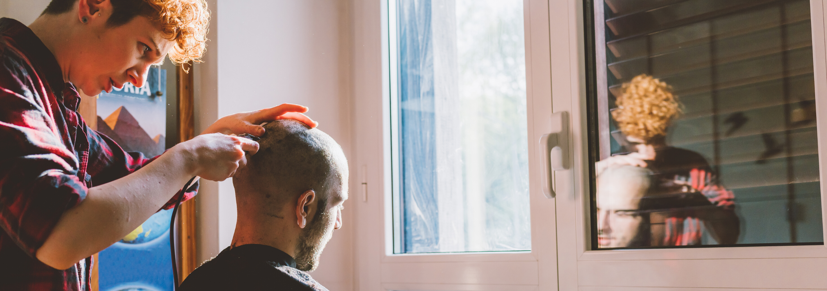 Shaving head at home