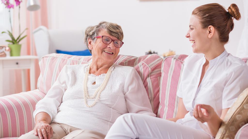 Two women talking