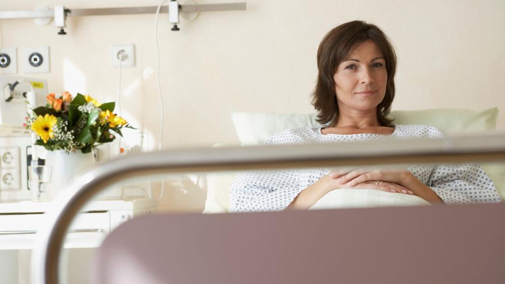 Woman in hospital bed