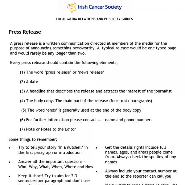 Press release guide