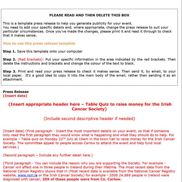 Sample press release
