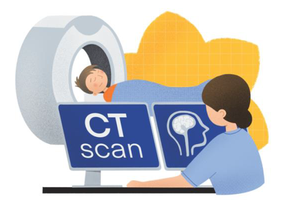 Boy going into a scanner