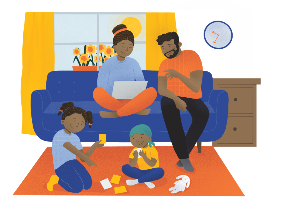 A family relaxing at home