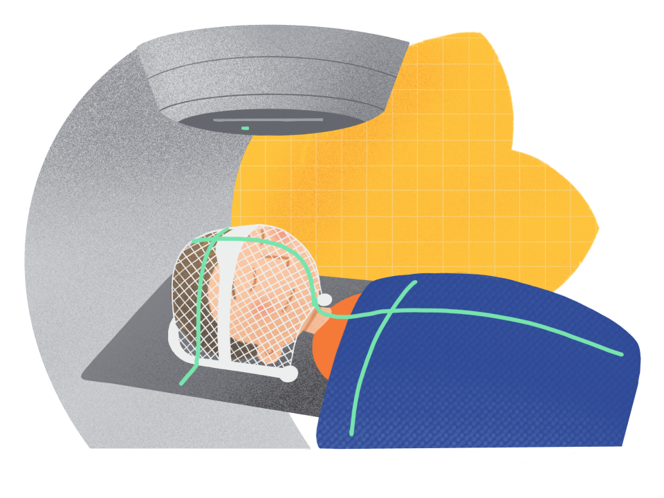 A boy having radiotherapy