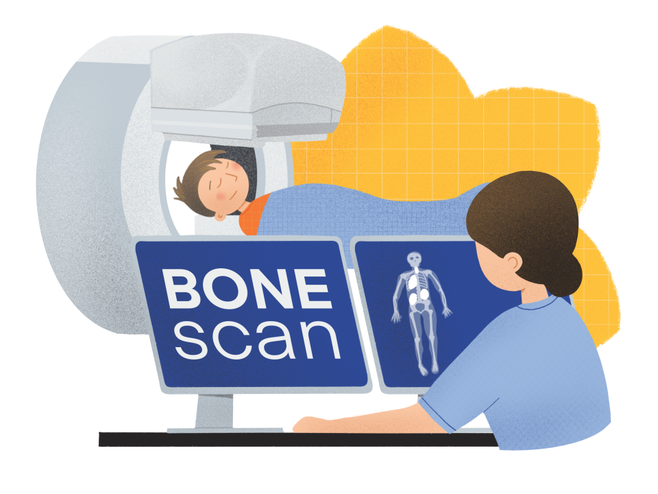 Boy going into a scanner
