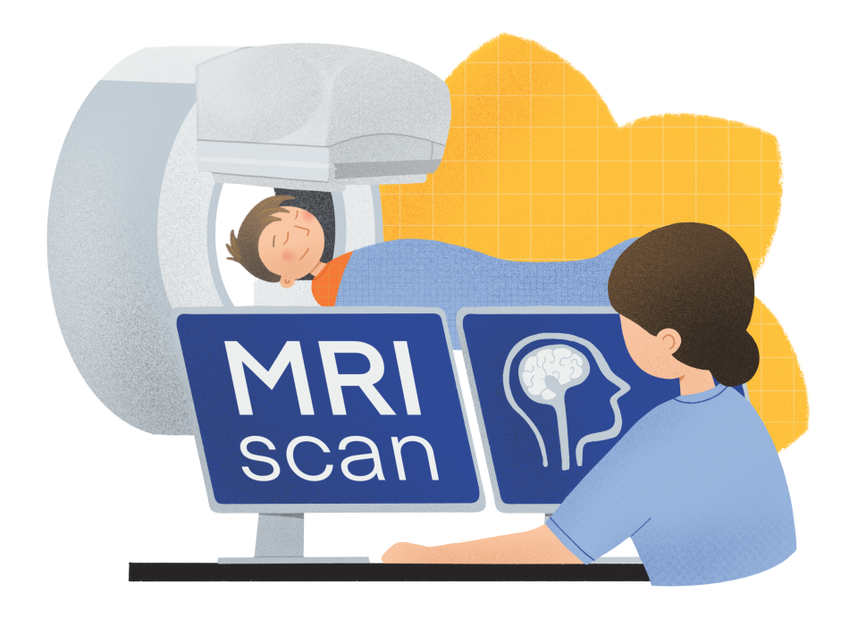 Boy going into a scanner