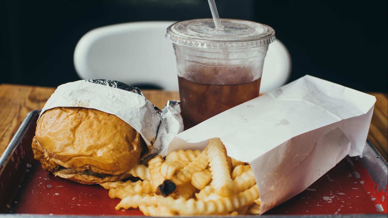 fast food burger chips